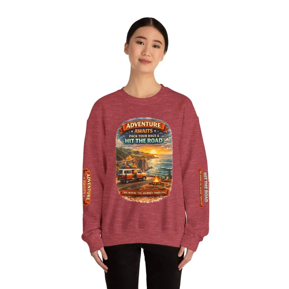 17406310483485425450_2048.jpeg Unisex Heavy Blend™ Crewneck Sweatshirt — "Adventure Awaits-Pack Your Bags" Design Scenic-Line