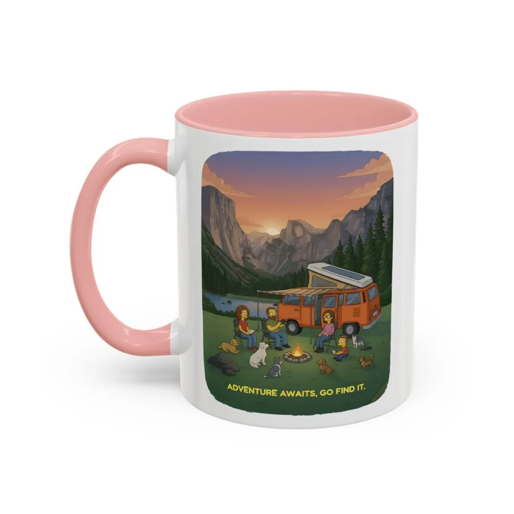 Accent Coffee Mug (11, 15oz) — "Adventure Awaits-Go Find It"" Design Sitcom-Line