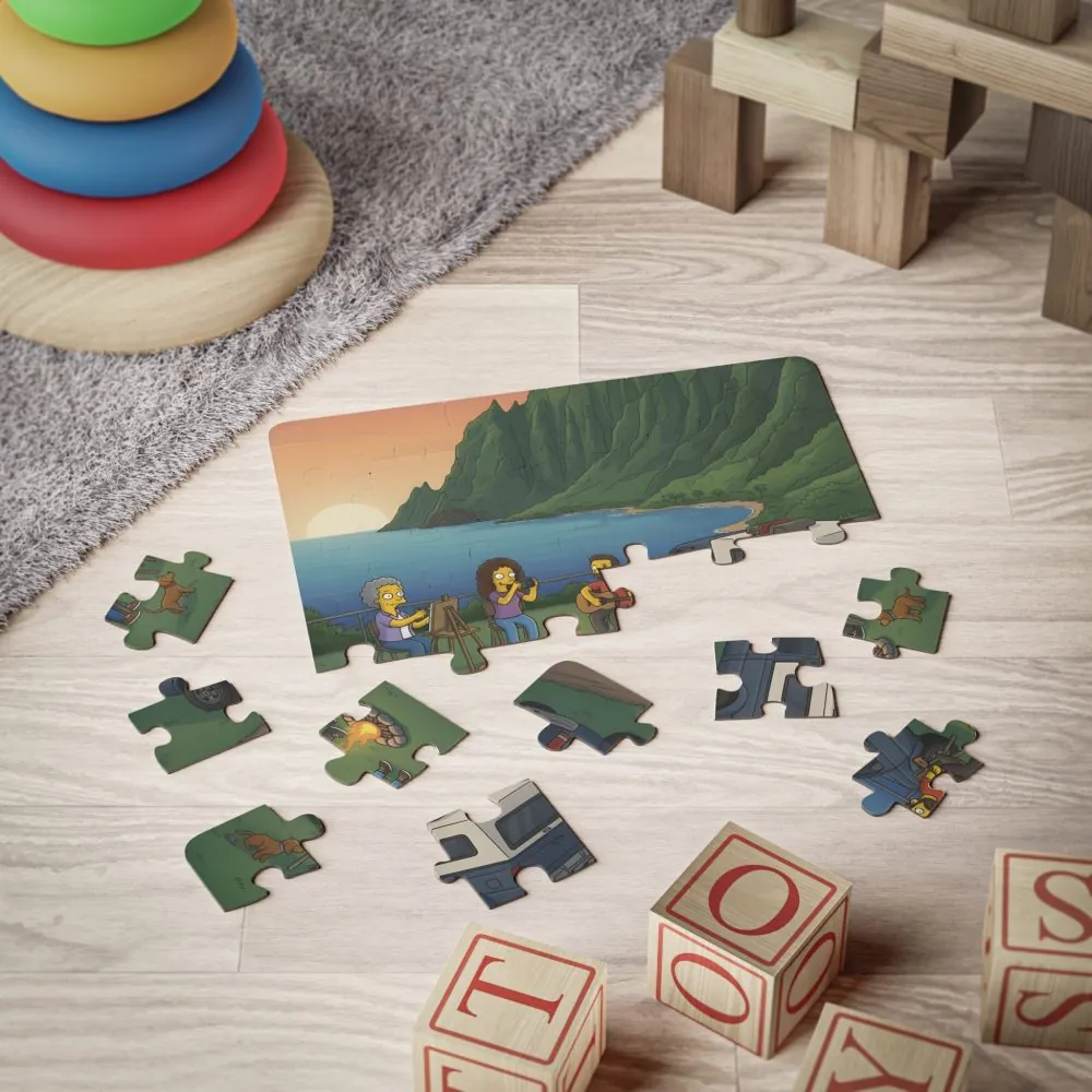 Kids' 30‑Piece Camping Puzzle — Family Beach Campfire Scene