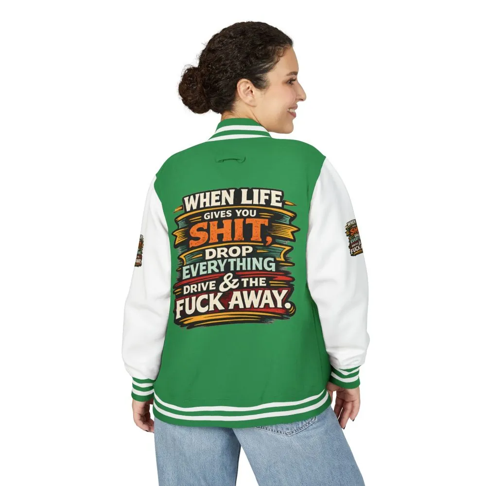 Unisex Heavyweight Letterman Jacket — "When Live Gives You Shit" Design F**K-Line
