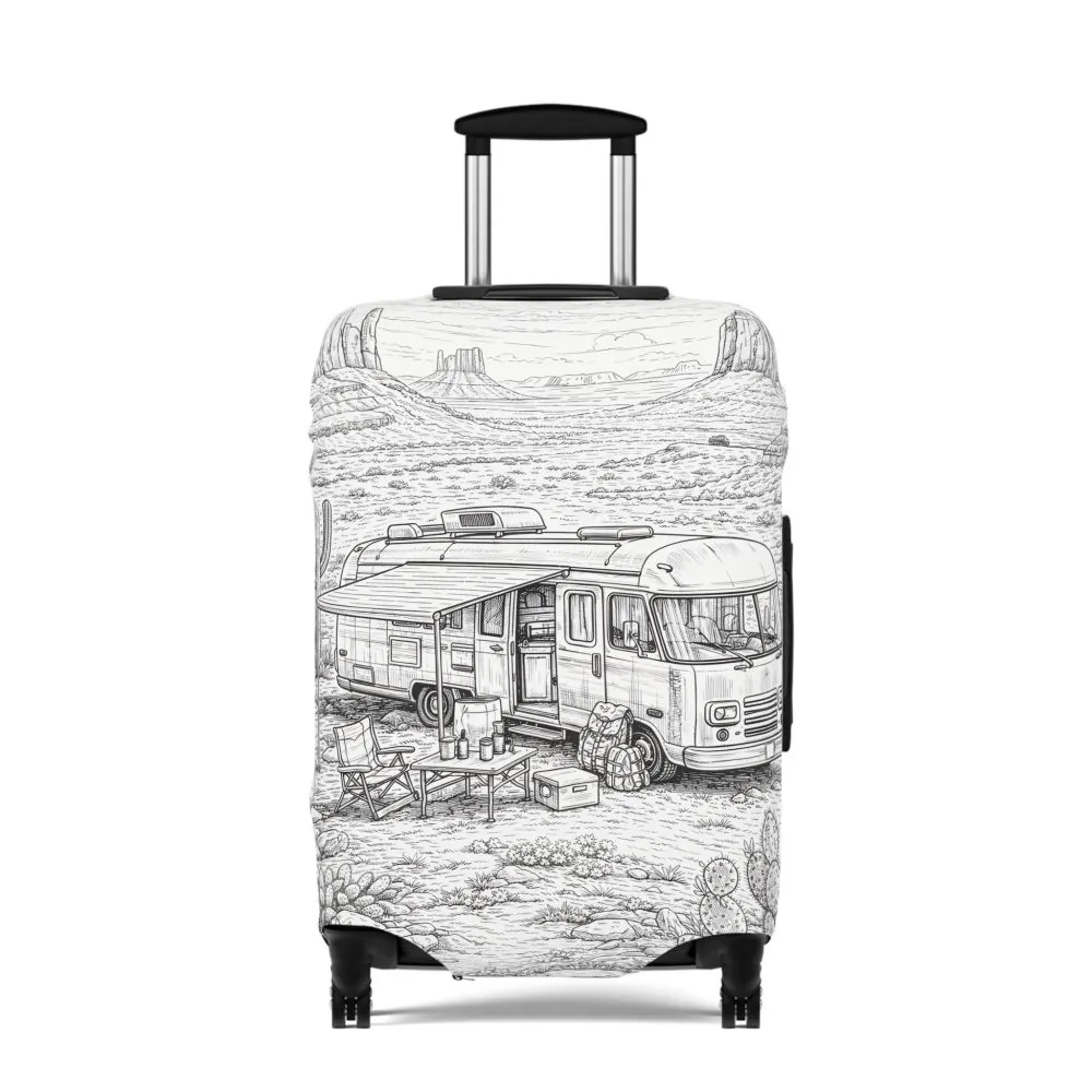 17419887846072606078_2048.jpeg Luggage Cover — Adventure Camper Sketch Travel Suitcase