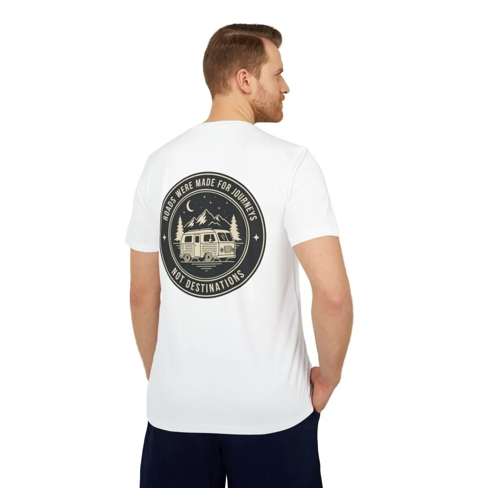 T-Shirt(Adidas) — 'ROAD WHERE MADE FOR JOURNEYS-NOT DESTINATIONS' (font + back printed) Brand Adidas