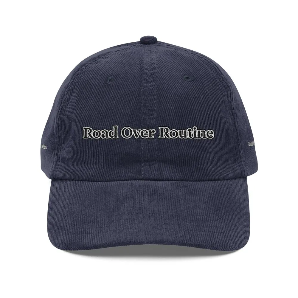 17421779196957249842_2048.jpeg Vintage Corduroy Cap (Embroidery) — "Road over Routine" Embroidered Hat