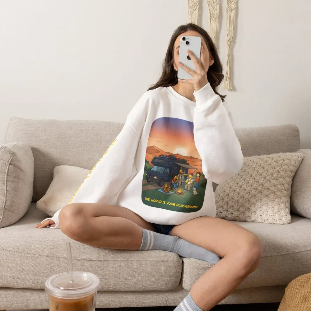 Unisex Heavy Blend™ Crewneck Sweatshirt — "The World Is Your playground" Design Sitcom-Line