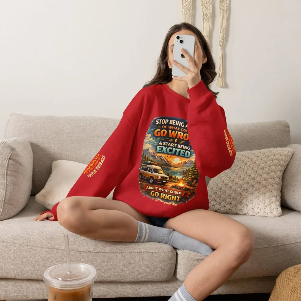 Unisex Heavy Blend™ Crewneck Sweatshirt — "Stop Being Afraid Of What Could Go Wrong" Design Scenic-Line