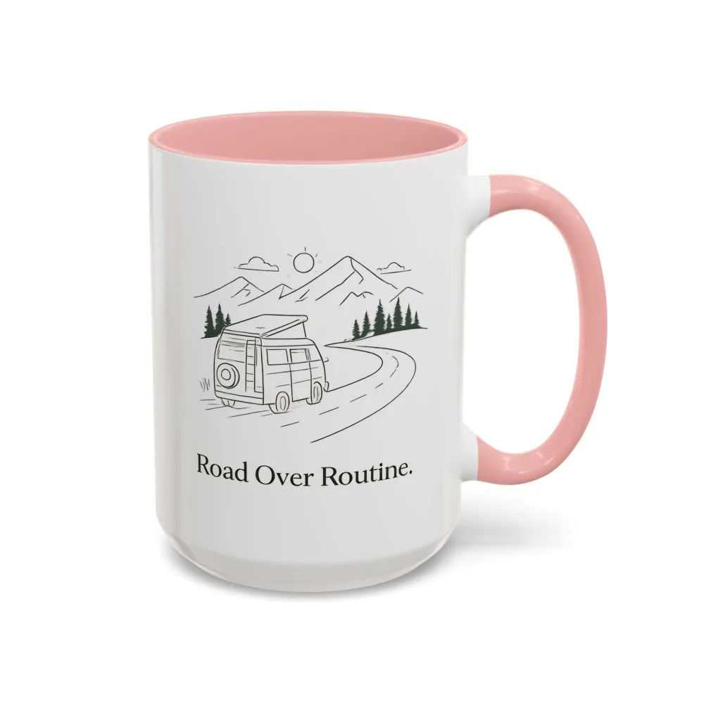 1743593707743100628_2048.jpeg Accent Coffee Mug (11, 15oz) — "Road Over Routine" Design Minimal-Line