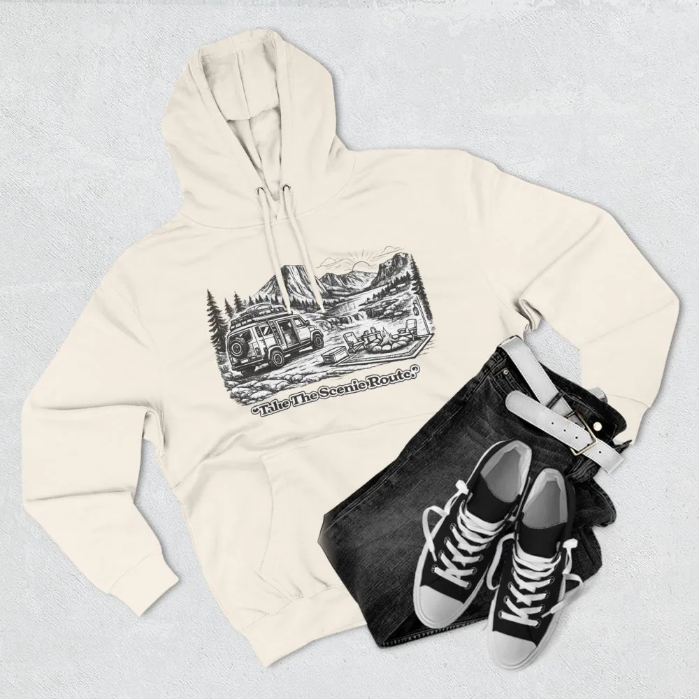 17451245797179520064_2048.jpeg Three-Panel Fleece Hoodie - "Take The Scenic Route" Design Minimal-Line