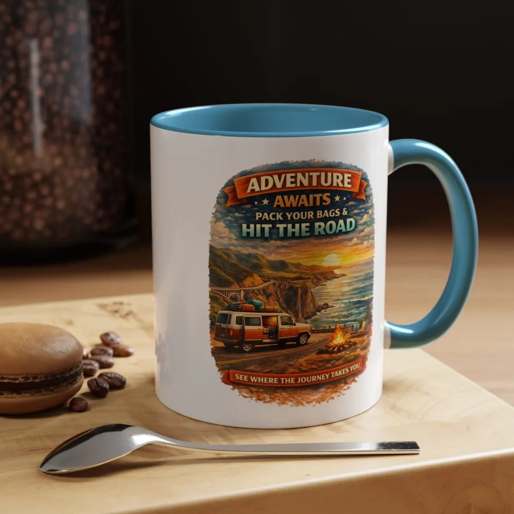 17472305278555188838_2048.jpeg Accent Coffee Mug (11, 15oz) — "Adventure Awaits-Pack Your Bags" Design Scenic-Line