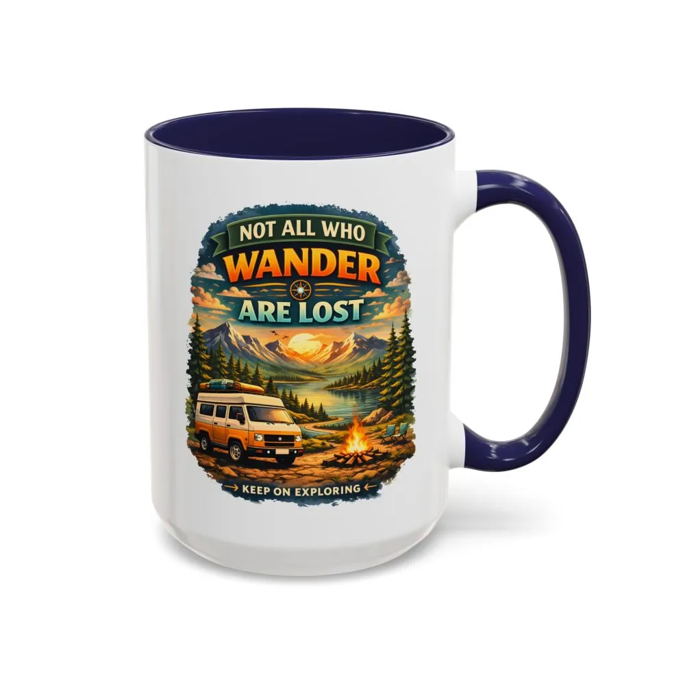 Accent Coffee Mug (11, 15oz) — "Not All Who Wander Are Lost" Design Scenic-Line