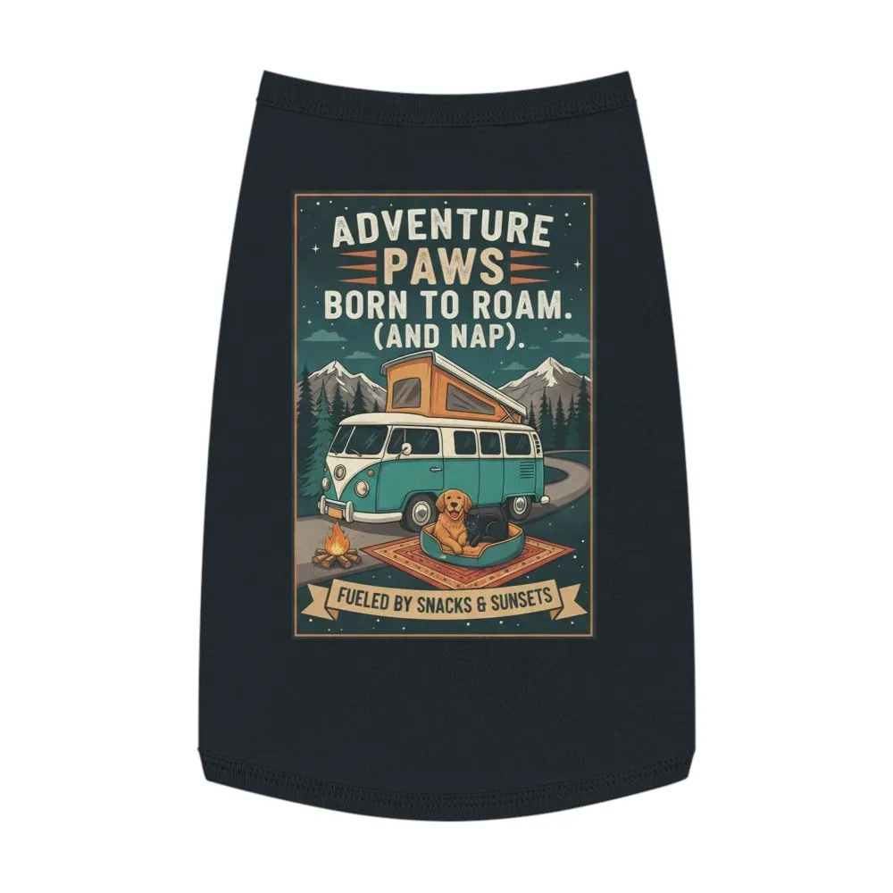 Pet Tank Top — "Adventure Paws Born to Roam (And Nap)" Camping Dog Shirt