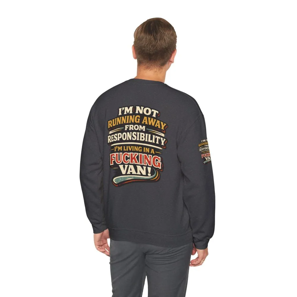 Unisex Heavy Blend™ Crewneck Sweatshirt — "I`m Not running Away" Design F**K-Line
