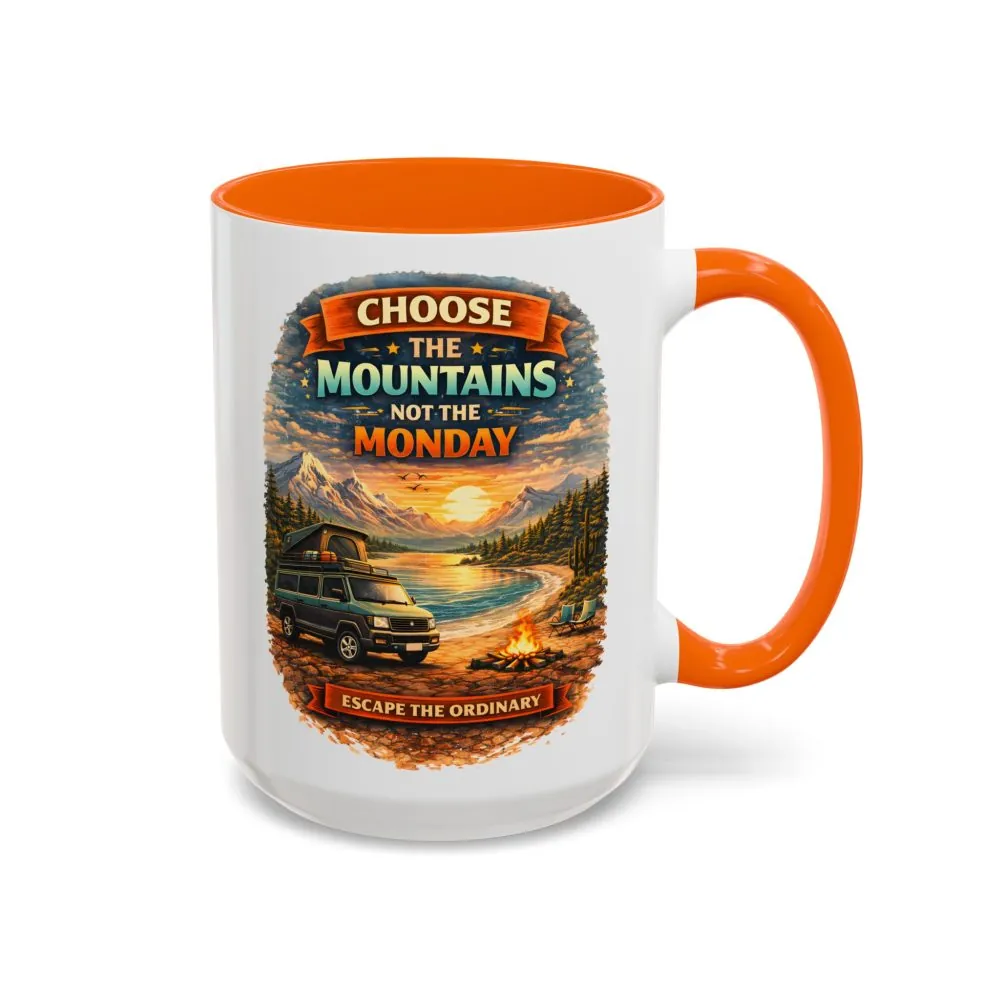 Accent Coffee Mug (11, 15oz) — "Choose The Mountens" Design Scenic-Line