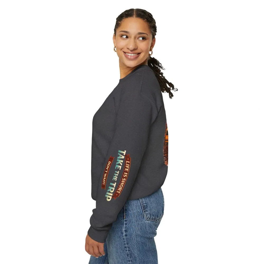 Unisex Heavy Blend™ Crewneck Sweatshirt — "Life Is To Short-Take The Trip" Design Scenic-Line