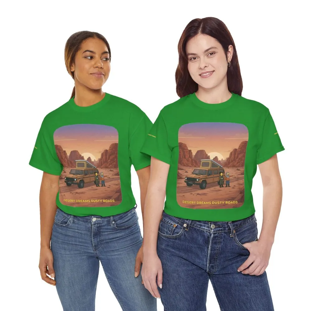 Unisex Heavy Cotton Tee — "Desert Dreams Dusty Roads" Design Sitcom-Line