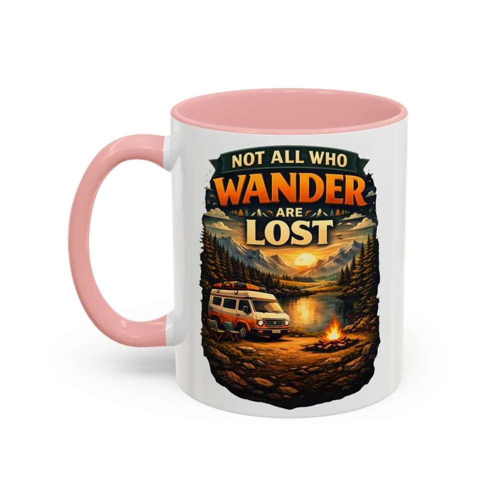 Accent Coffee Mug (11, 15oz) — "Not All Who Wander Are Lost" Design Scenic-Line