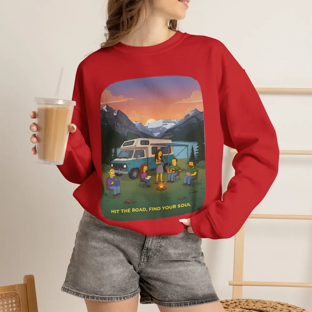 Unisex Heavy Blend™ Crewneck Sweatshirt — "Hit The Road-Find Your Soul" Design Sitcom-Line