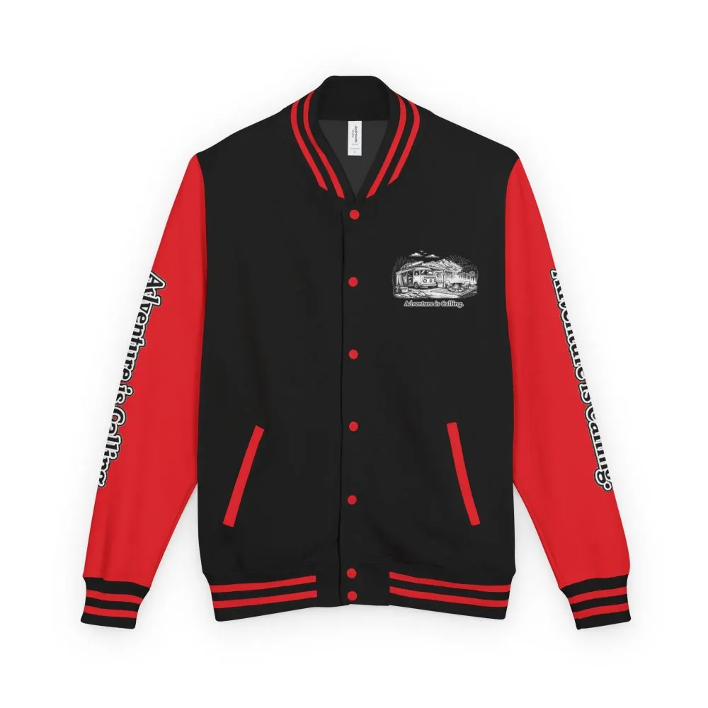Unisex Heavyweight Letterman Jacket — "Adventure Is Calling" Travel Varsity Coat
