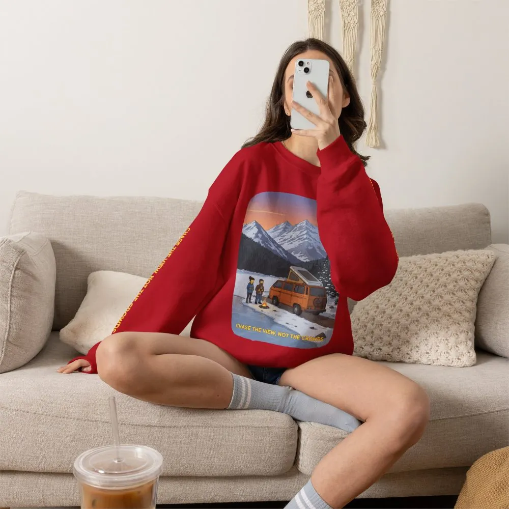 Unisex Heavy Blend™ Crewneck Sweatshirt — "Chase The Views-Not The Crowds"" Design Sitcom-Line