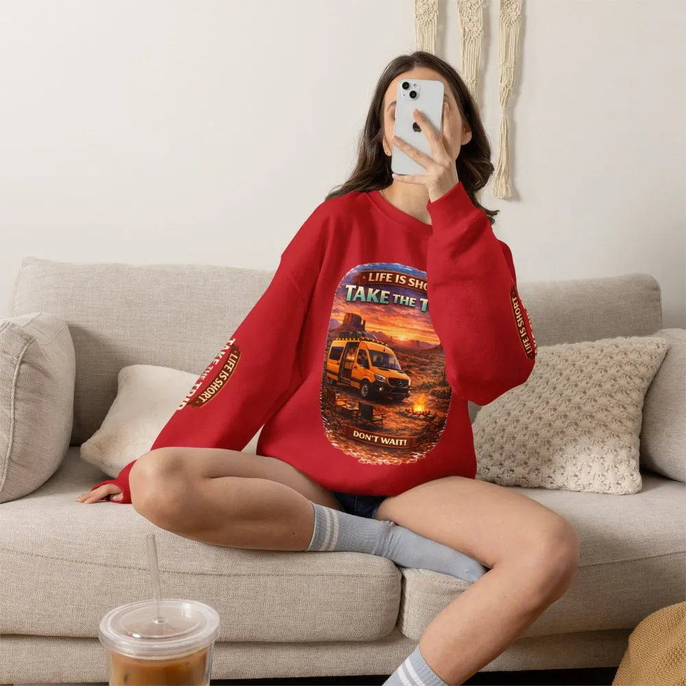 Unisex Heavy Blend™ Crewneck Sweatshirt — "Life Is To Short-Take The Trip" Design Scenic-Line