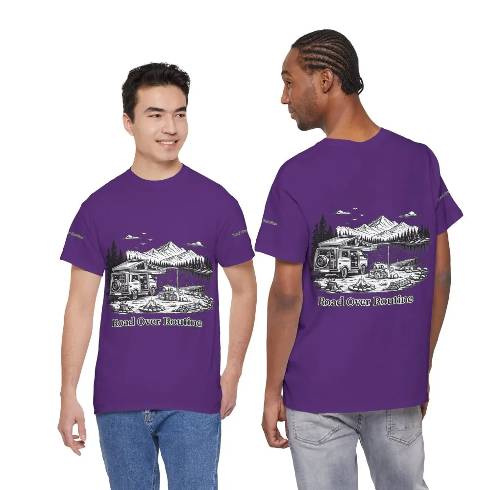 17544358483462089950_2048.jpeg Unisex Heavy Cotton Tee — "Road Over Routine" Design Minimal-Line