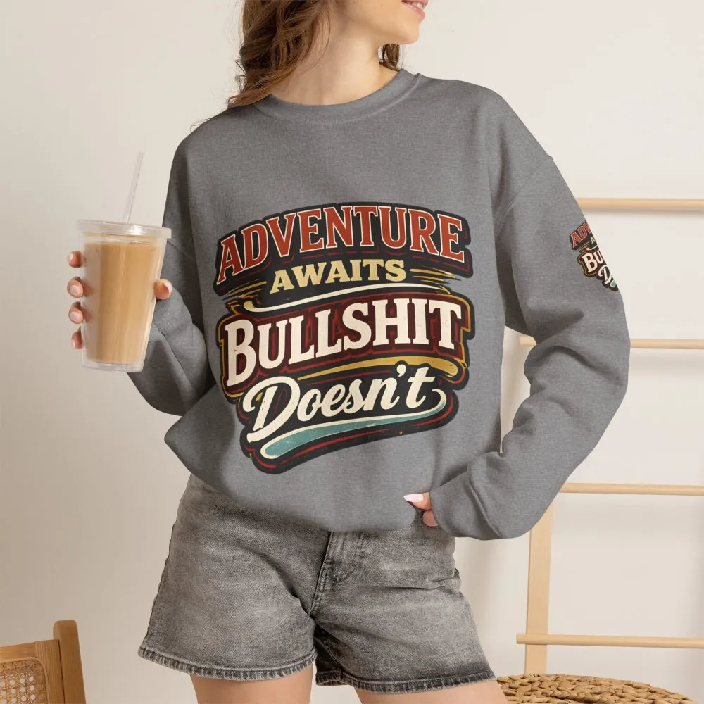 Unisex Heavy Blend™ Crewneck Sweatshirt — "Adventure Awaits" Design F**K-Line
