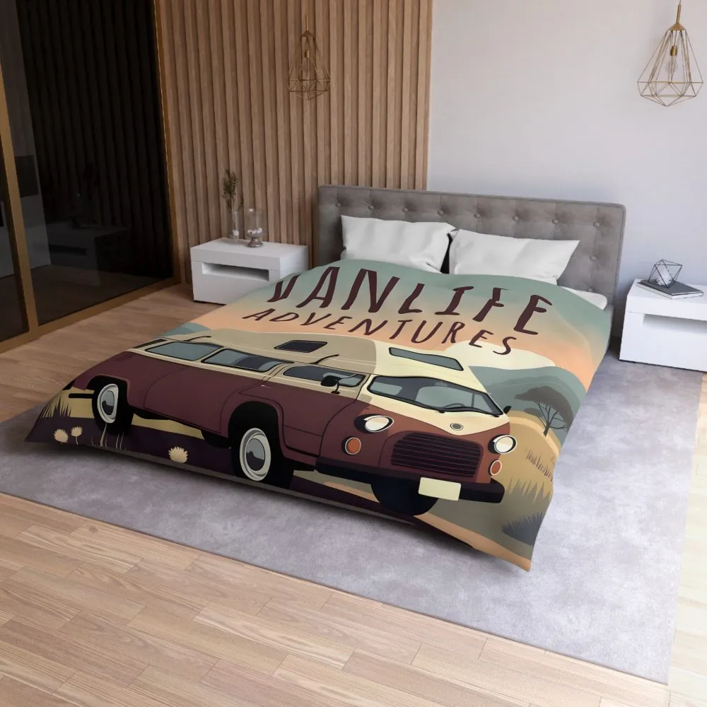 1754906722326373441_2048.jpeg Duvet Cover — "Vanlife Adventures" Vintage Camper Van Bedding for Travel Lovers