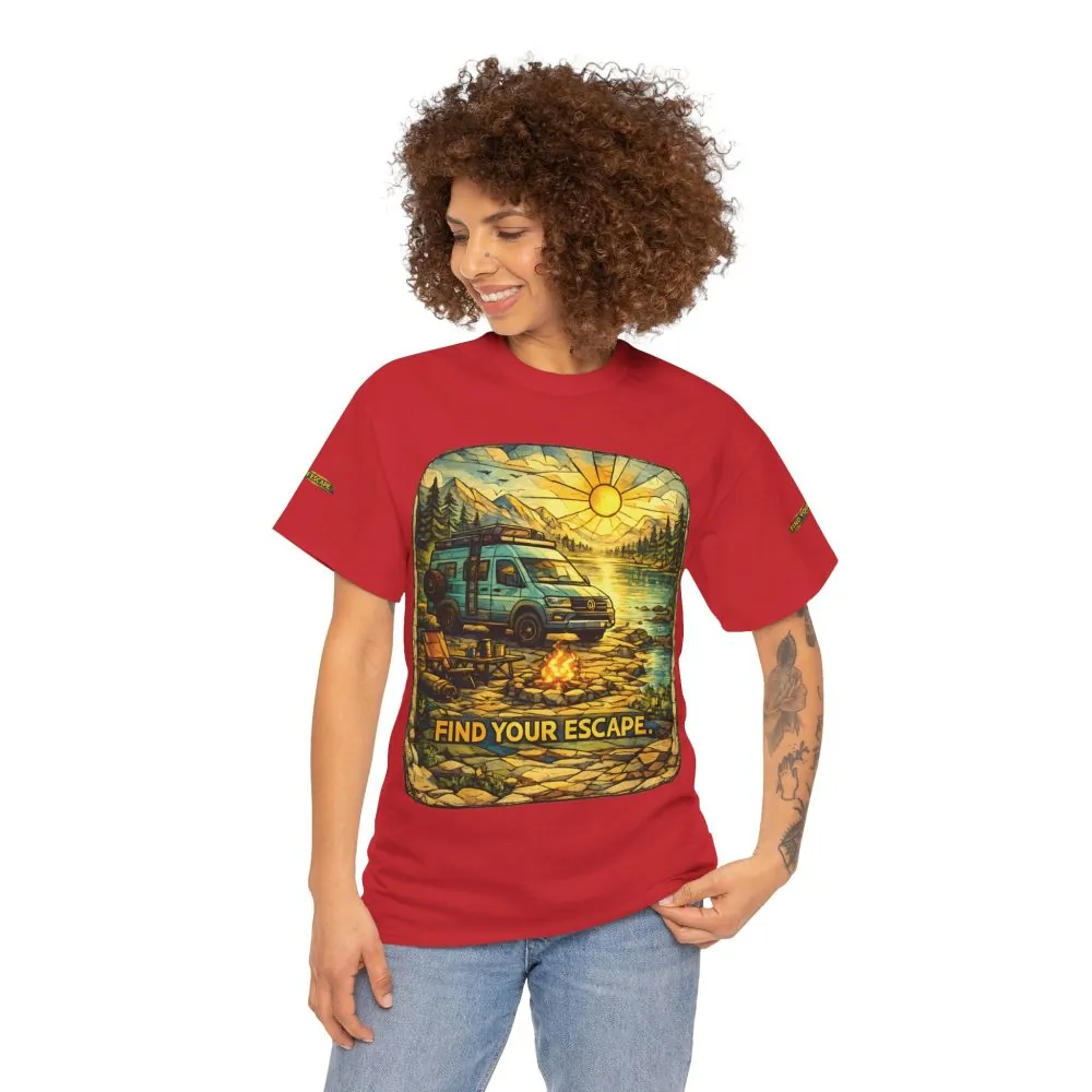Unisex Heavy Cotton Tee — "Find Your Escape" Design Cubic-Line