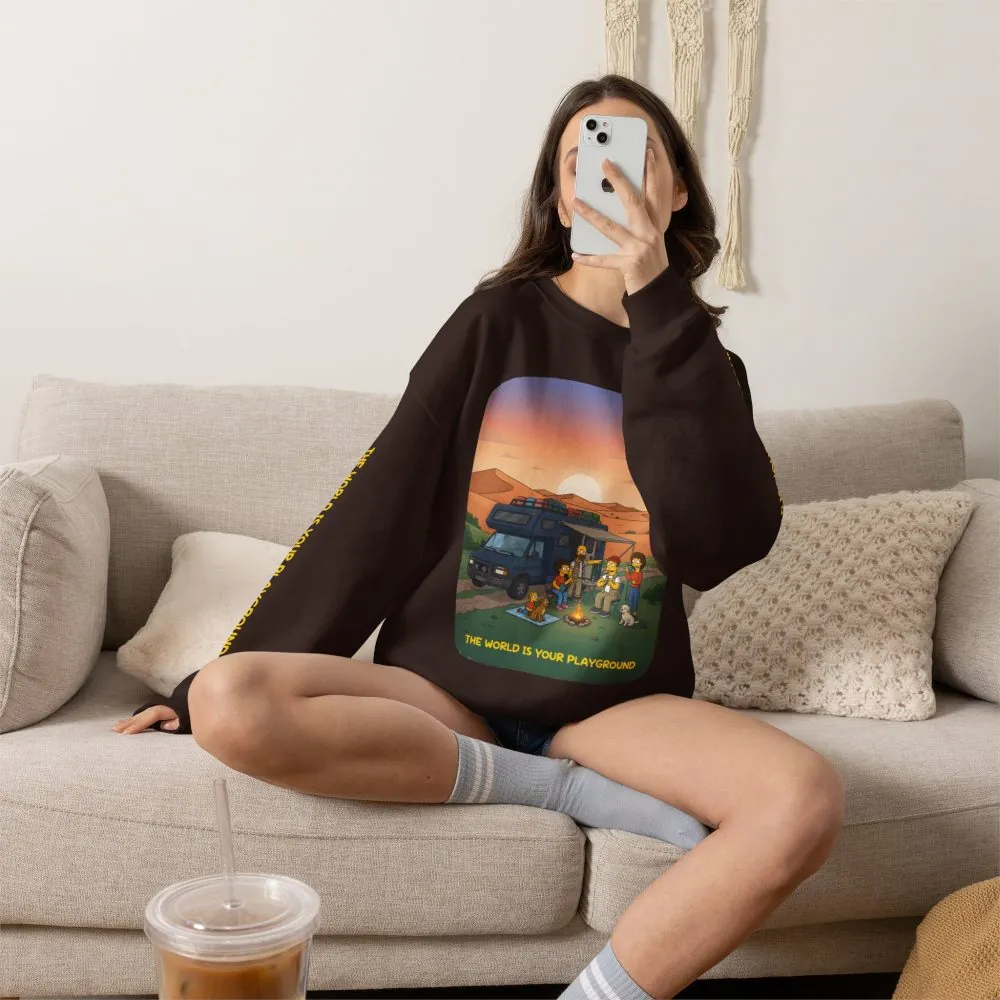 Unisex Heavy Blend™ Crewneck Sweatshirt — "The World Is Your playground" Design Sitcom-Line