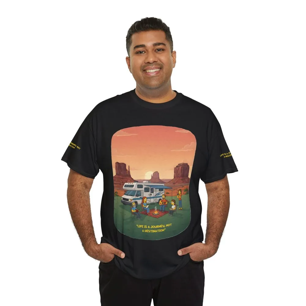 Unisex Heavy Cotton Tee — "Life Is A Journey-Not A Destination" Design Sitcom-Line