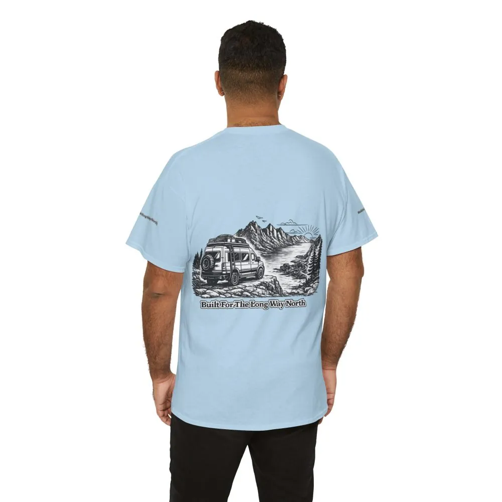 Unisex Heavy Cotton Tee — "Built For The Long Way North" Design Minimal-Line