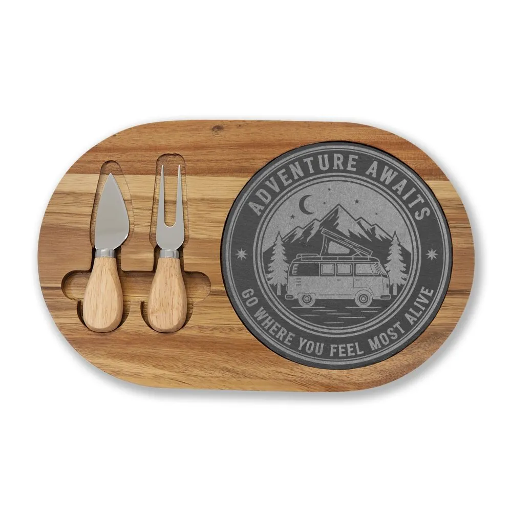 Engraved Charcuterie Board - "Adventure Awaits-Go Where You Feel Most Alive" (4 Variants Available)