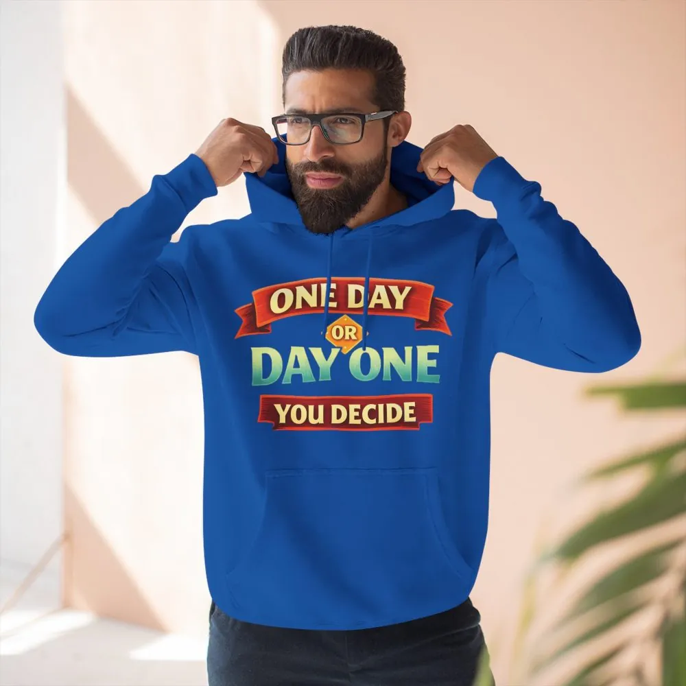 Three-Panel Fleece Hoodie - "One Day Or Day One" Design Scenic-Line
