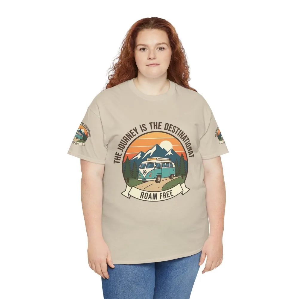 17630310648192063920_2048.jpeg Unisex Heavy Cotton Tee — "The Journey Is The Destination" Roam Free Travel Shirt