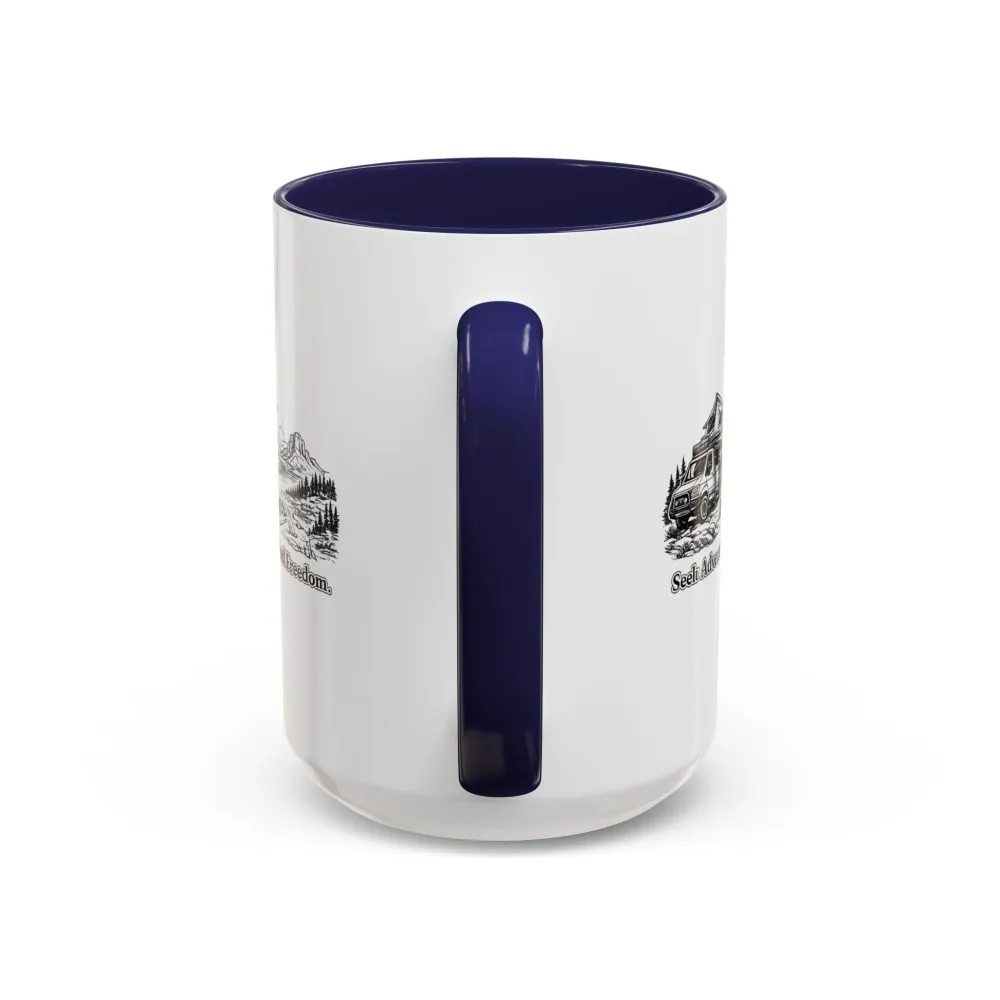 17630414044264283350_2048.jpeg Accent Coffee Mug (11, 15oz) — "Seek Adventure, Find Freedom" Design Minimal-Line