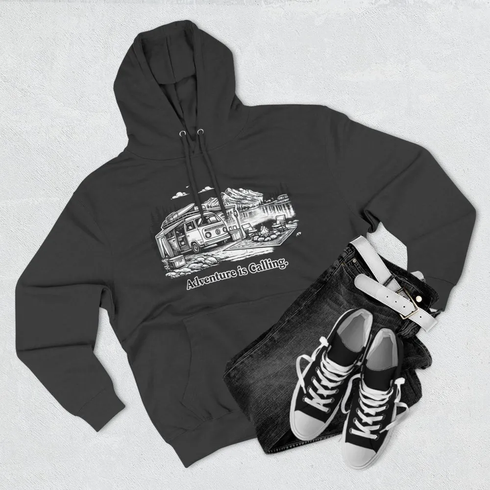 17633976481488986494_2048.jpeg Three-Panel Fleece Hoodie - "Adventure Is Calling" Design Minimal-Line
