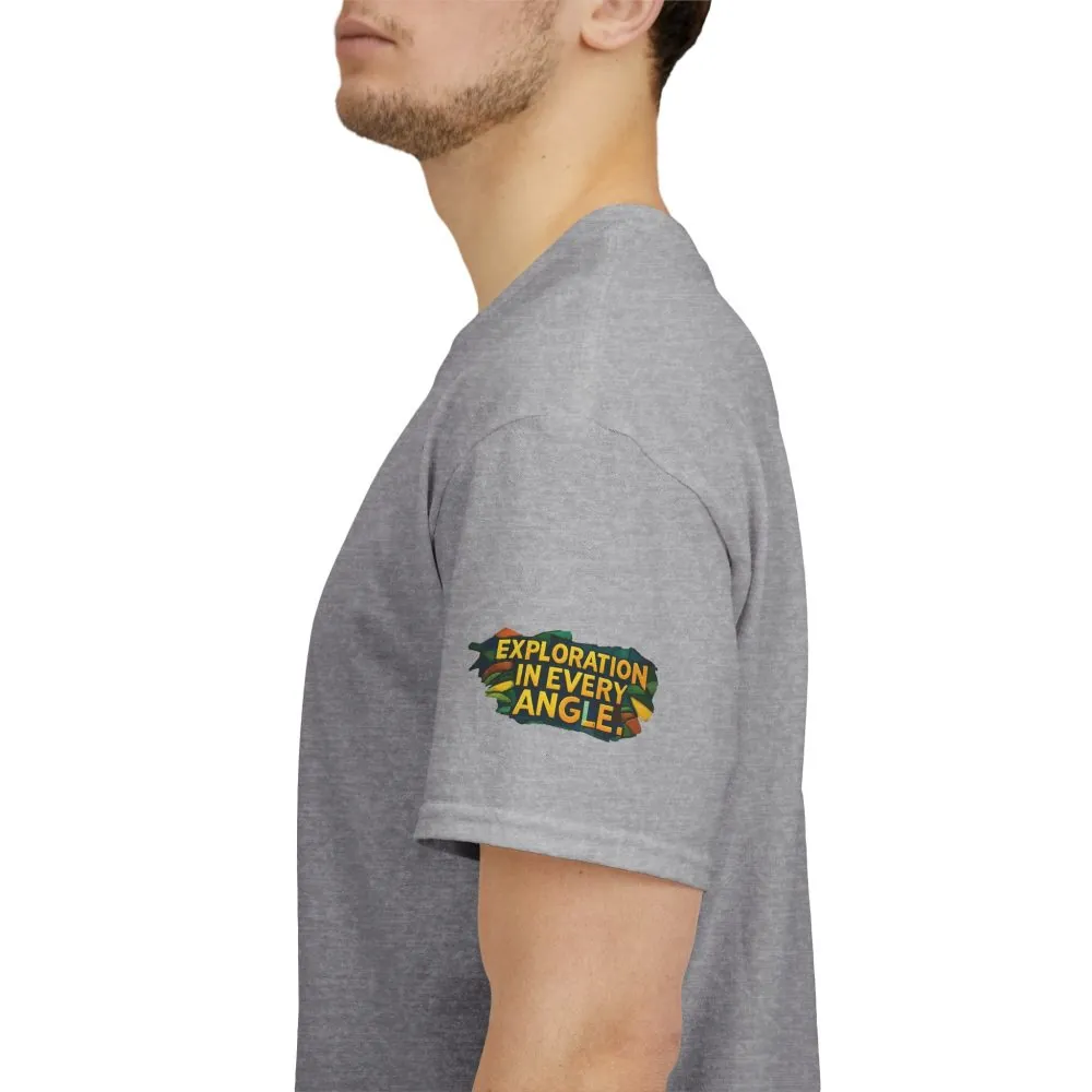 Unisex Heavy Cotton Tee — "Exploration In Every Angle" Design Cubic-Line