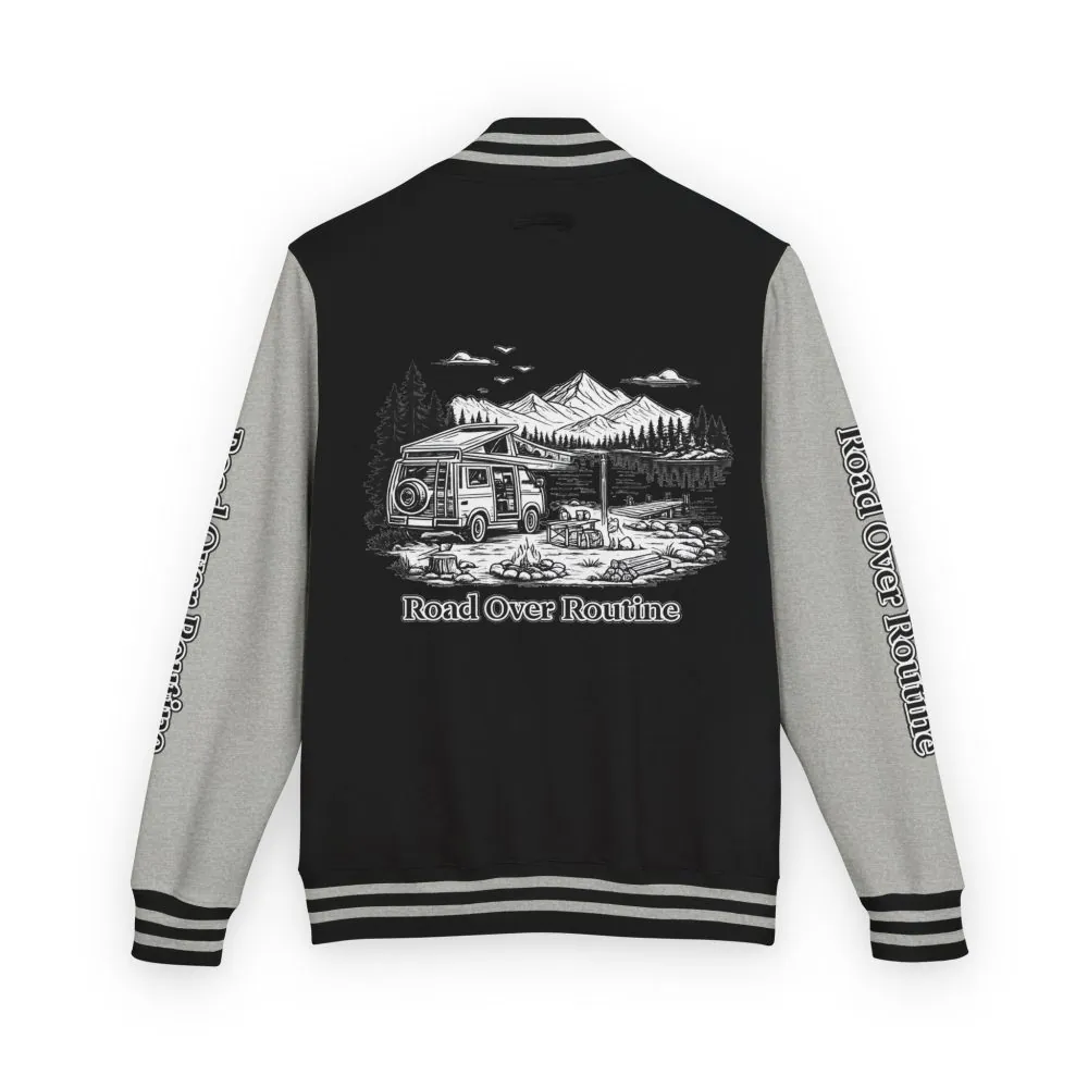 Unisex Heavyweight Letterman Jacket — "Road Over Routine" Travel Varsity Coat