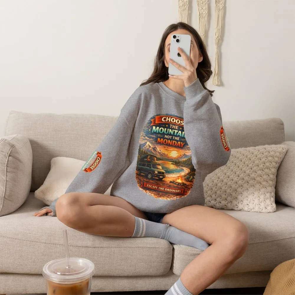 Unisex Heavy Blend™ Crewneck Sweatshirt — "Choose The Mountens" Design Scenic-Line