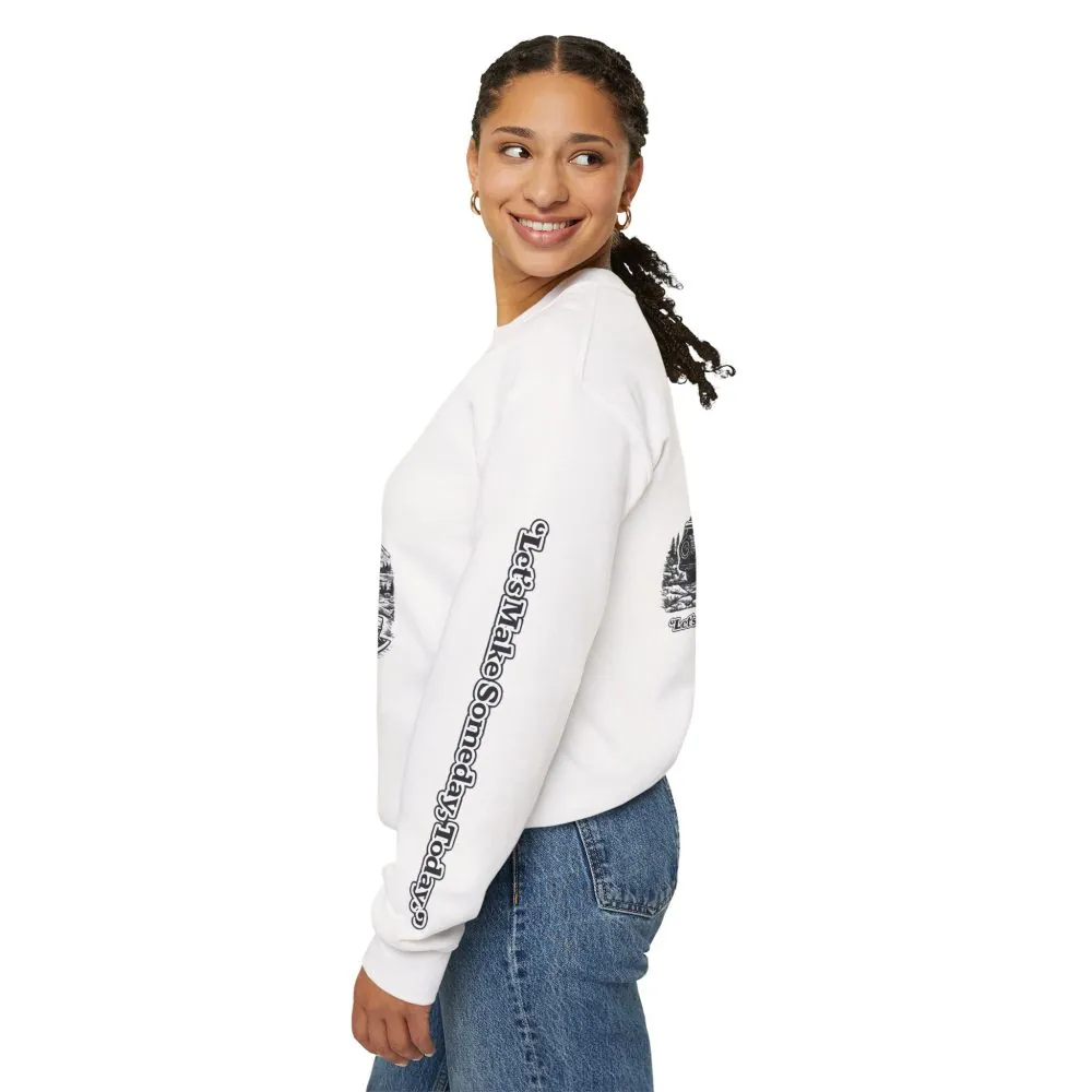 17638810909383203380_2048.jpeg Unisex Heavy Blend™ Crewneck Sweatshirt — "Lets make Someday, Today?" Design Minimal-Line