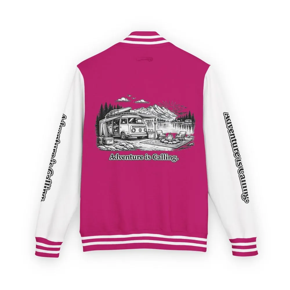 Unisex Heavyweight Letterman Jacket — "Adventure Is Calling" Travel Varsity Coat