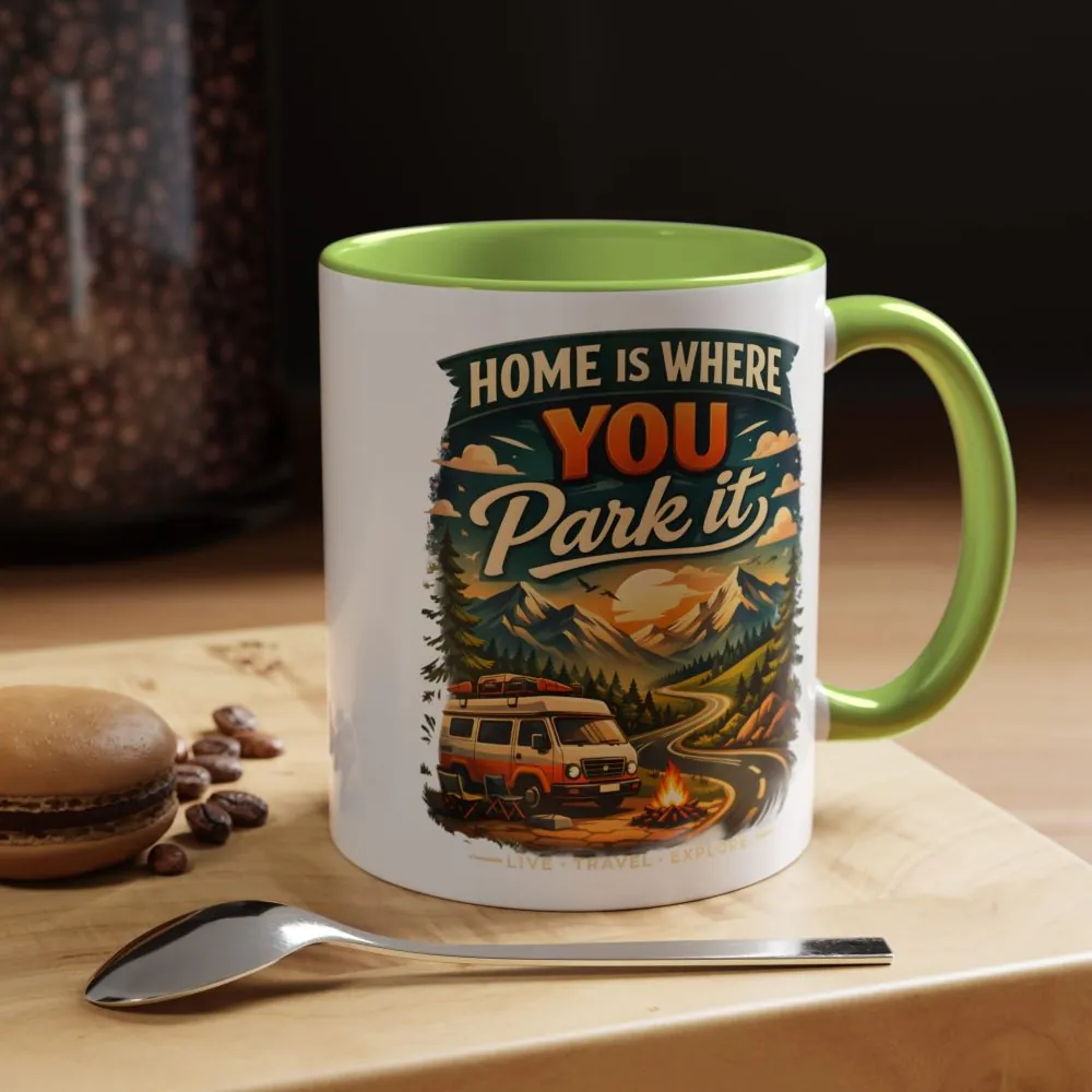 17642980254783687566_2048.jpeg Accent Coffee Mug (11, 15oz) — "Home Is Where You Park It" Design Scenic-Line
