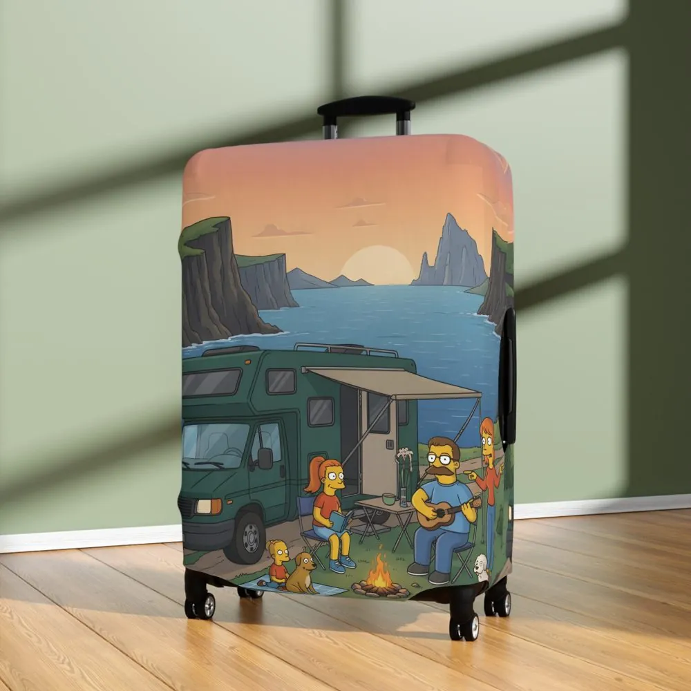 Luggage Cover — Adventure Camper Sketch Travel Suitcase(Design Sitcom-Line)