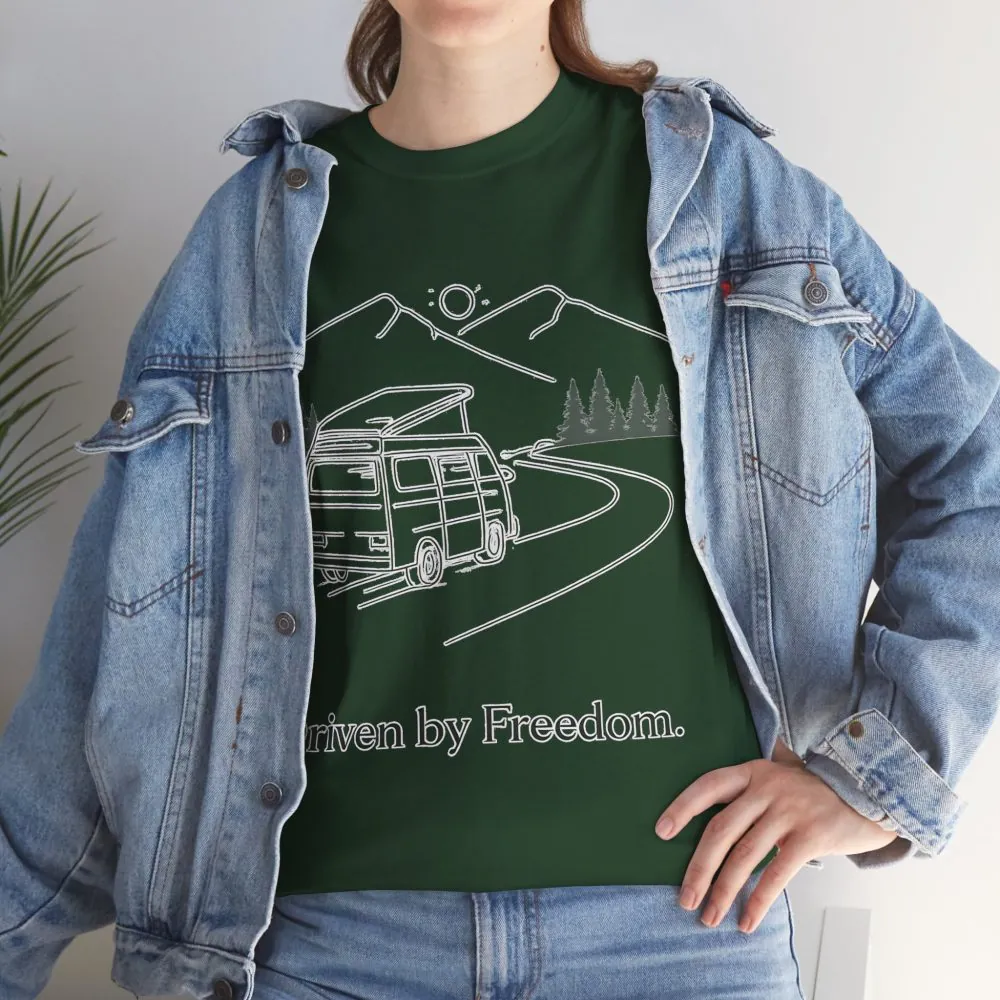 Unisex Heavy Cotton Tee — "Driven By Freedom" Design Minimal-Line