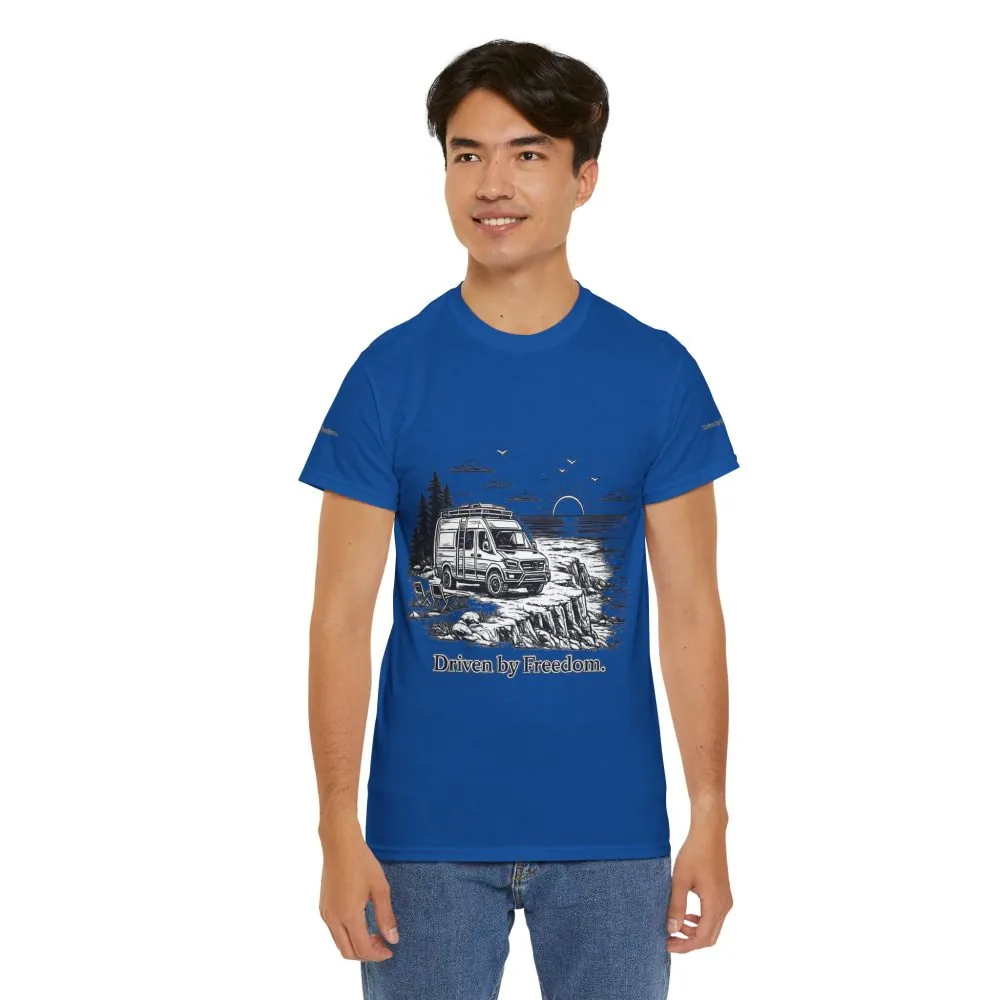 17668446540204397761_2048.jpeg Unisex Heavy Cotton Tee — ""Driven By Freedom" Design Minimal-Line
