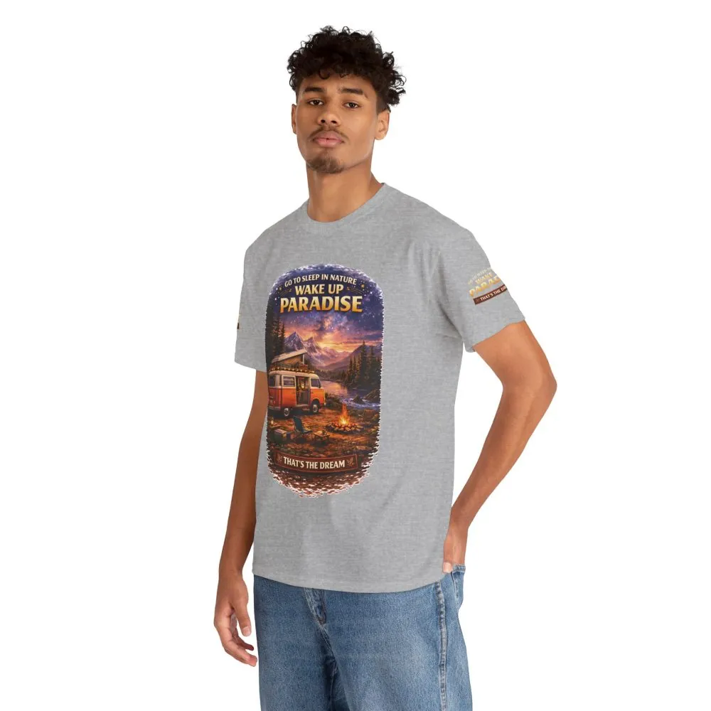 Unisex Heavy Cotton Tee — "Go Sleep In Nature" Design Scenic-Line