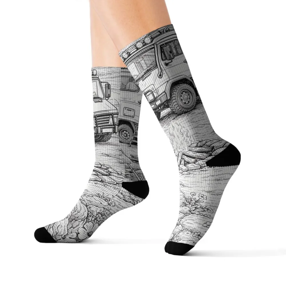 17678414724230632706_2048.jpeg Sublimation Socks — Retro Camper Roadtrip Crew Socks
