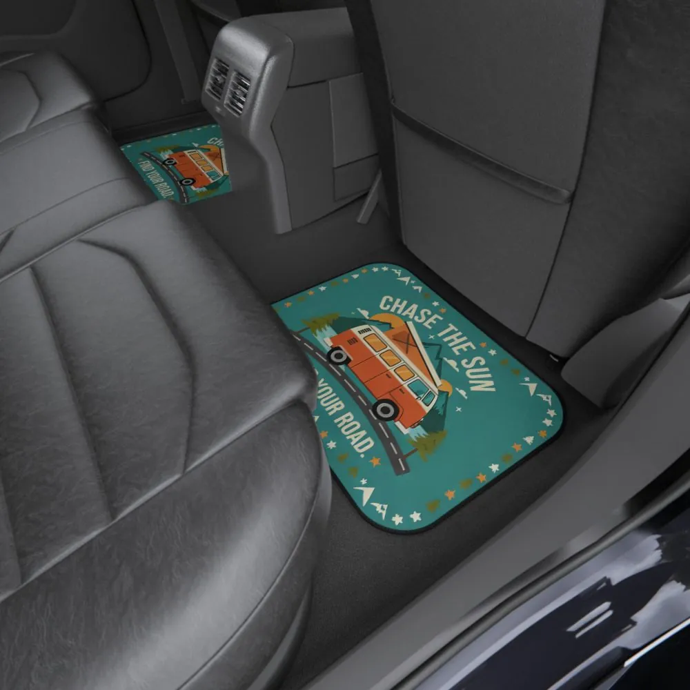 Car Mats (Set of 4) — 'Good Vibes & High Tides' Scenic Van Floor Mats
