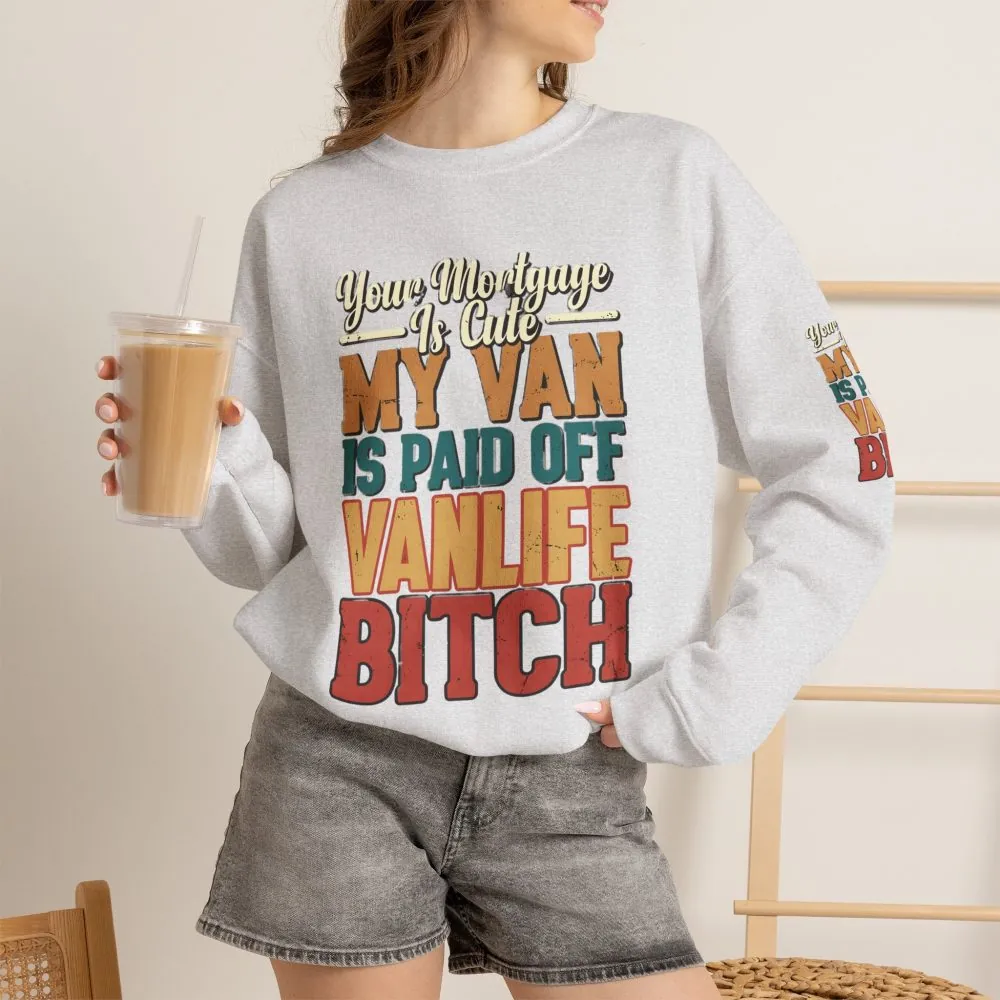 Unisex Heavy Blend™ Crewneck Sweatshirt — "Your Mortgage Is Cute" Design F**K-Line