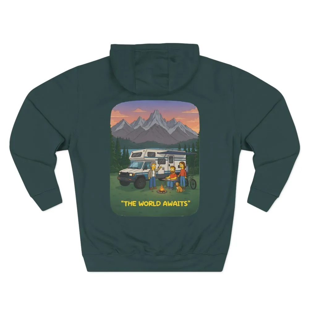 17691383408135557083_2048.jpeg Three-Panel Fleece Hoodie - "The World Awaits" Design Sitcom-Line