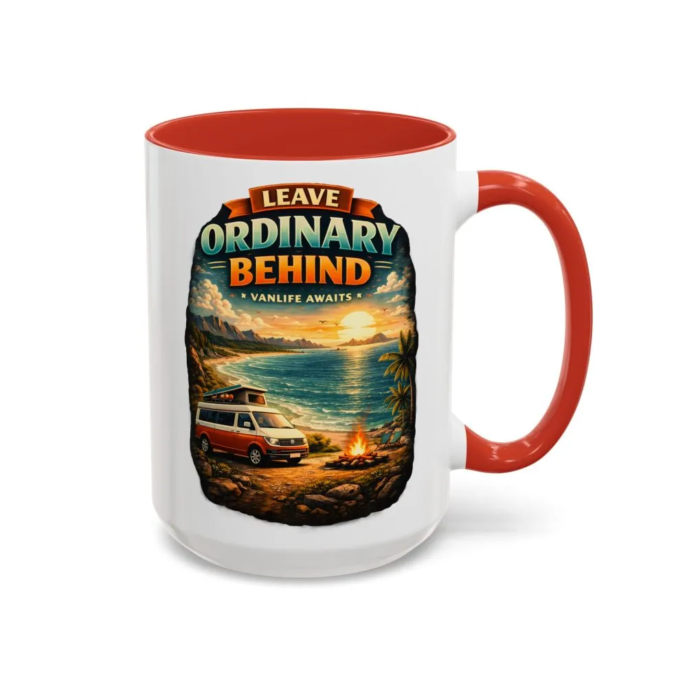 Accent Coffee Mug (11, 15oz) — "Leave Ordinary Behind" Design Scenic-Line